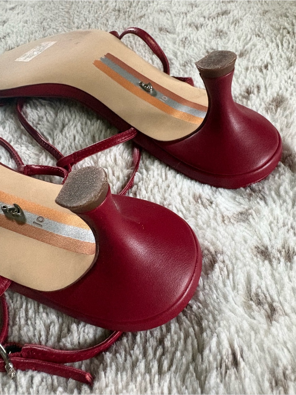 Sam Edelman Cora Red Strappy Leather Slingback Kitten Heels 10 - Picture 7 of 11